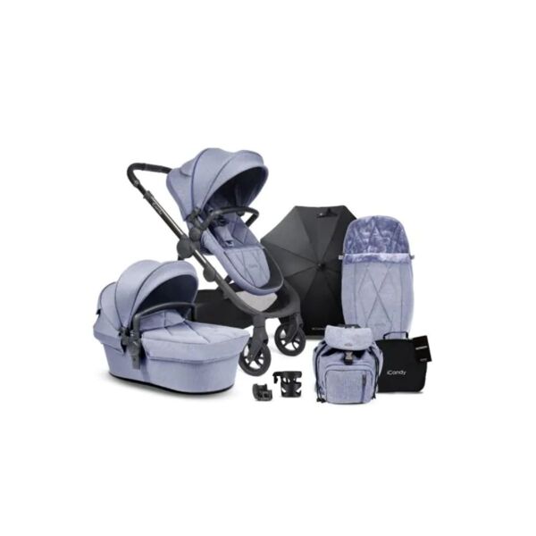 iCandy Orange Pushchair and Carrycot Complete Bundle - Mist Blue