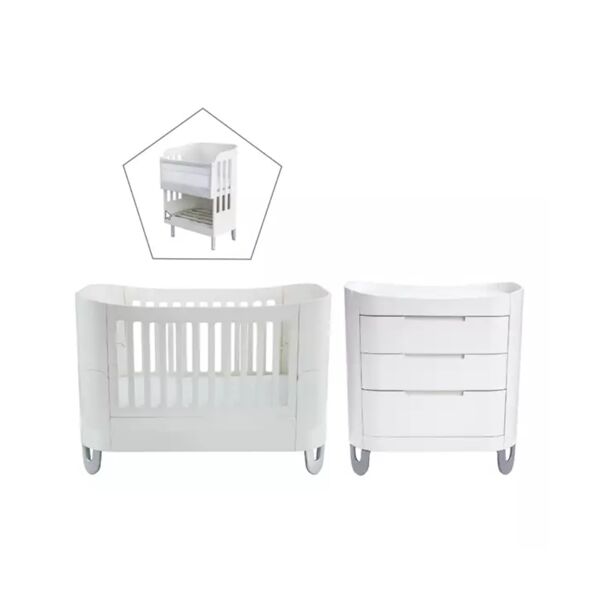 Gaia Baby Complete Sleep Cot Bed+/ Co-Sleep & Dresser Set-White