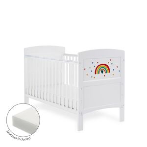 Obaby Grace Inspire Cot Bed & Fibre Mattress Rainbow-Multicolour