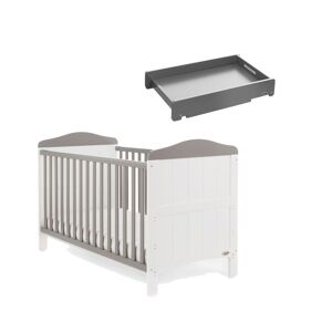 Obaby Whitby Cot Bed & Cot Top Changer-White with Taupe Grey