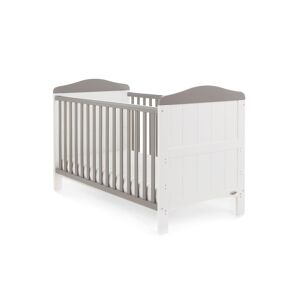 Obaby Whitby Cot Bed & Foam Mattress-White with Taupe Grey