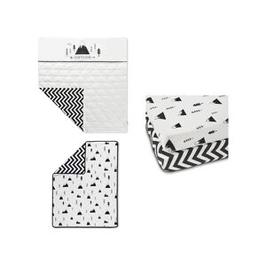 Ickle Bubba Mono Mountains 4 Piece Cot Bedding Bundle-Black