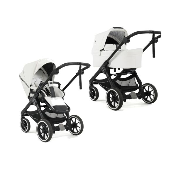 Emmaljunga NXT90 Select Black Chassis 2in1 Pram System-White Lea