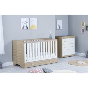 Babymore Veni 2 Piece Room Set with Under Drawer-Oak/White