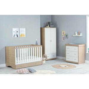 Babymore Veni 3 Piece Room Set with Under Drawer-Oak/White