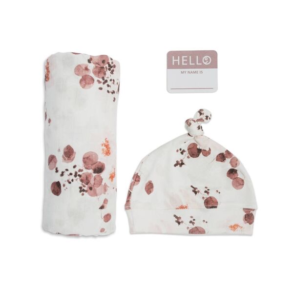 Lulujo Bamboo Hat and Swaddle Blankets-Eucalyptus