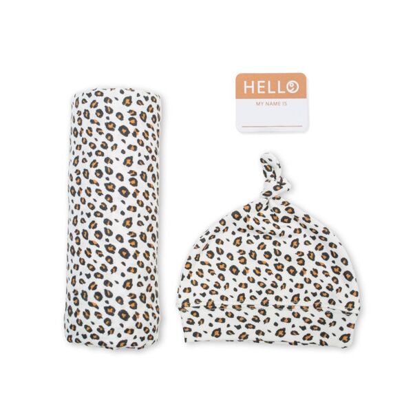 Lulujo Bamboo Hat and Swaddle Blankets-Leopard