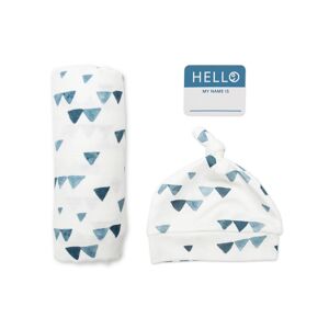 Lulujo Bamboo Hat and Swaddle Blankets-Navy Triangle