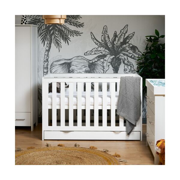 Obaby Nika Mini Cot Bed & Underdrawer-White Wash