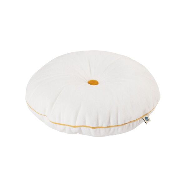 Wigiwama Button Cushion-White/Mustard