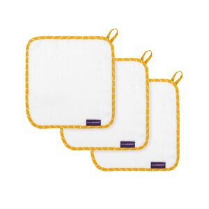 ClevaMama Pack of 3 Bamboo Baby Washcloth-White and Honey (New 2