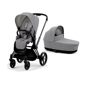 Cybex Priam Black Pushchair with Lux Carry Cot-Manhattan Grey Pl