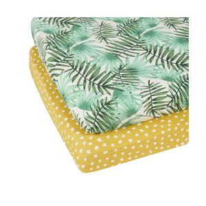 Ickle Bubba Pack of 2 Rustic Safari Cot Bed Sheets-Green/Yellow