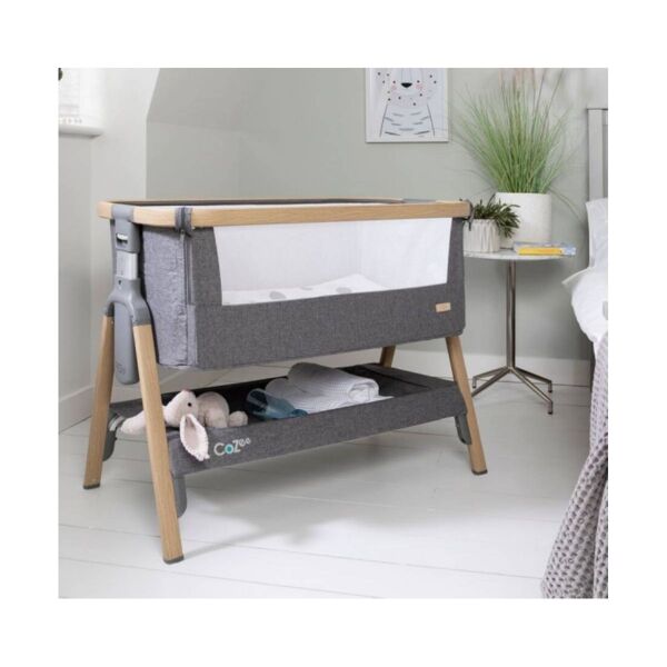 Tutti Bambini CoZee LITE Bedside Crib-Oak/Charcoal (Exclusive to