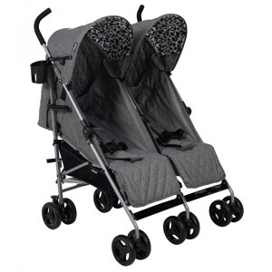 My Babiie MB11 Grey Melange and Leopard Double Stroller (MB11GL)