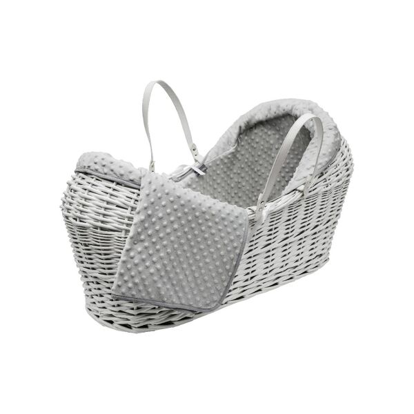 Kindervalley Grey Dimple Wicker Pod Moses Basket-White