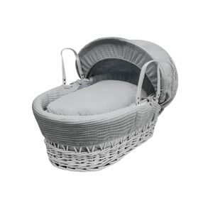 Kindervalley Waffle White Wicker Moses Basket-Grey