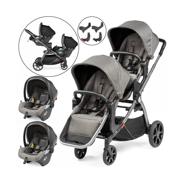Peg Perego Yipsi Twin Stroller Bundle - City Grey