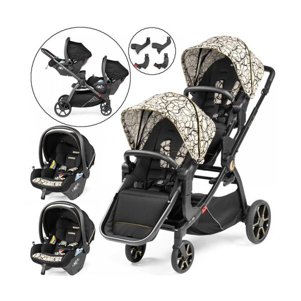 Peg Perego Yipsi Twin Stroller Bundle - Graphic Gold