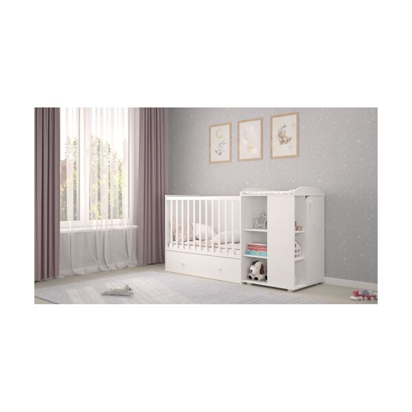 Kidsaw 800 Cot with Drawer and Storage Unit-White (800W)