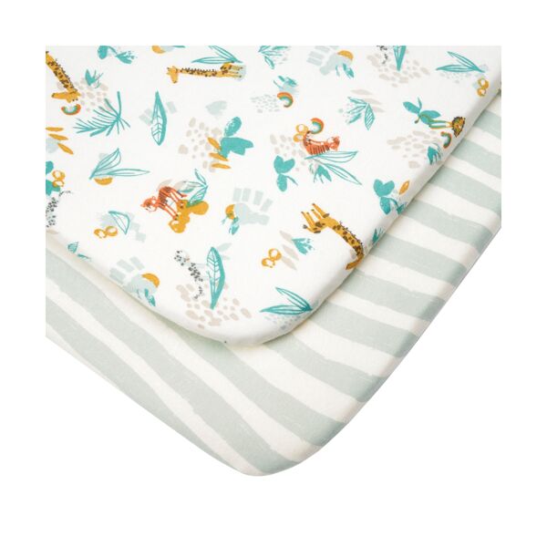 Tutti Bambini Pack of 2 Run Wild Bedside Crib Fitted Sheets-Whit