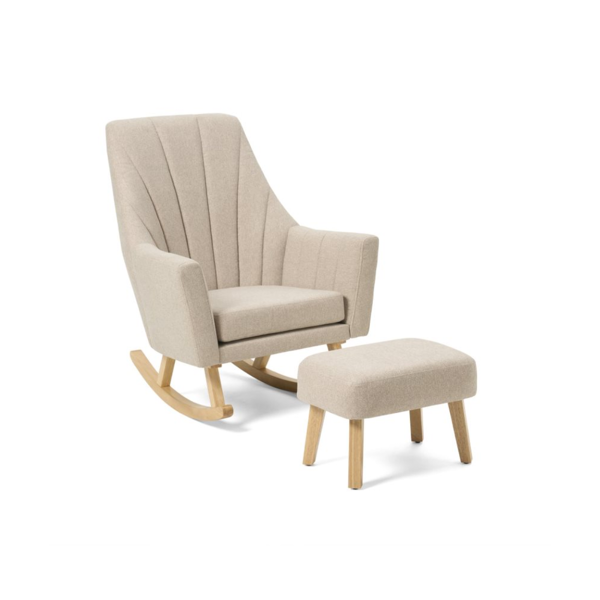 Tutti Bambini Jonah Rocking Chair and Footstool Set-Stone