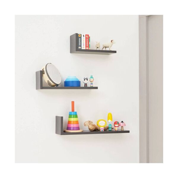 Tutti Bambini Rio Set of Three L-Shaped Wall Shelves - Slate Gre