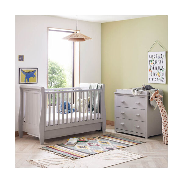 Babymore Stella Sleigh 2 Piece Roomset-Grey