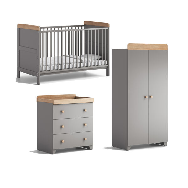 Aya Neo 3 Piece Roomset - Grey/Oak