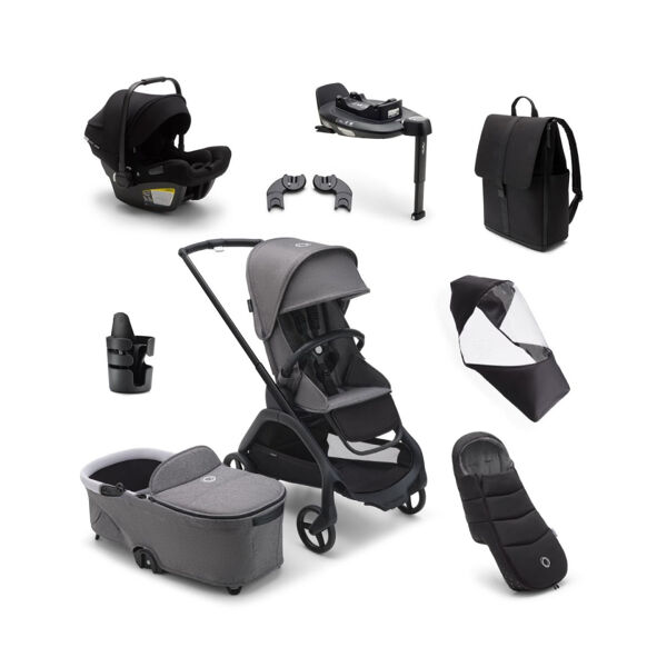 Bugaboo Dragonfly Ultimate Travel System Bundle - Graphite/Grey