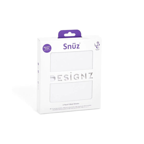 Snuz Pack of 2 Moses Basket/Pram Fitted Sheets - White