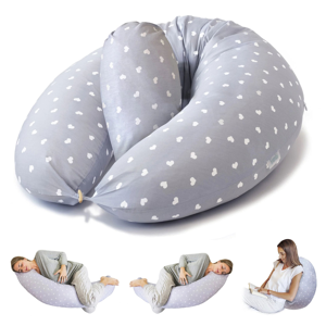 Aya 4in1 Multifunctional Nursing Pregnancy Pillow – Grey Heart