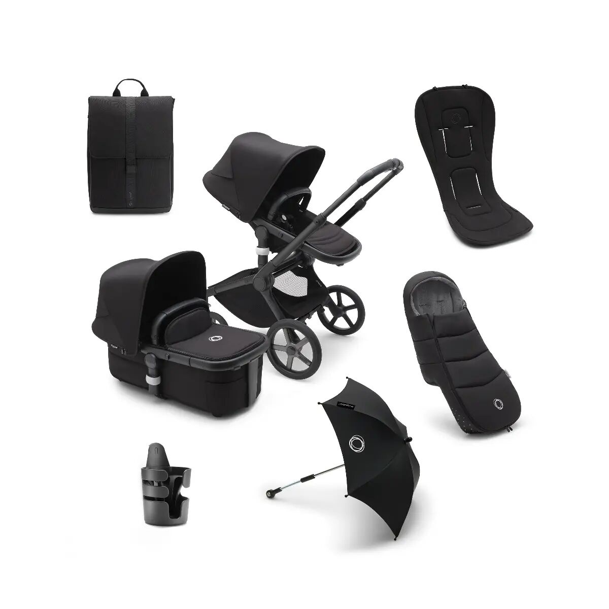 Bugaboo Fox 5 Essential Pushchair Bundle - Black/Midnight Black ...