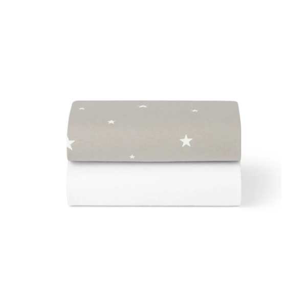 Snuz Pack of 2 Crib Sheets - Grey Star