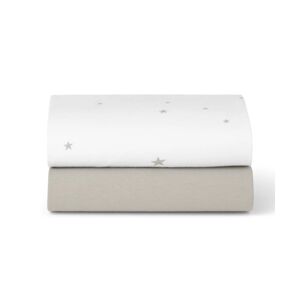 Snuz Pack of 2 Crib Sheets - White Star