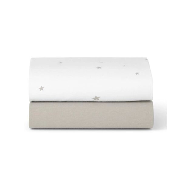 Snuz Pack of 2 Crib Sheets - White Star