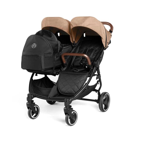 Ickle Bubba Venus Prime Double Stroller - Biscuit/Black/Tan