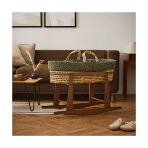 The Little Green Sheep Natural Quilted Moses Basket & Rocking St