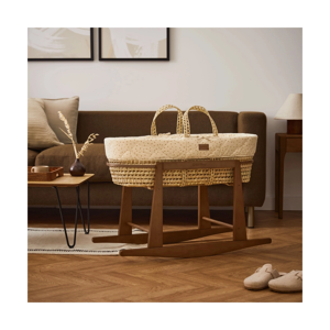 The Little Green Sheep Natural Quilted Moses Basket & Rocking St