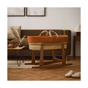 The Little Green Sheep Natural Quilted Moses Basket & Rocking St