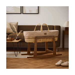 The Little Green Sheep Natural Quilted Moses Basket & Rocking St