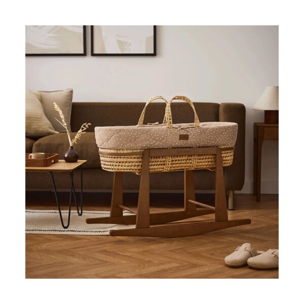 The Little Green Sheep Natural Quilted Moses Basket & Rocking St