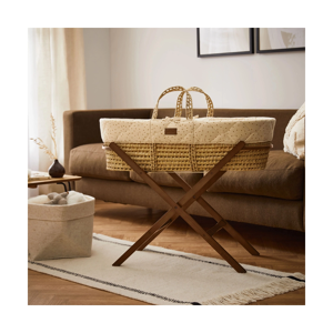 The Little Green Sheep Natural Quilted Moses Basket & Stand Bund