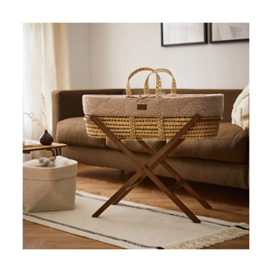 The Little Green Sheep Natural Quilted Moses Basket & Stand Bund