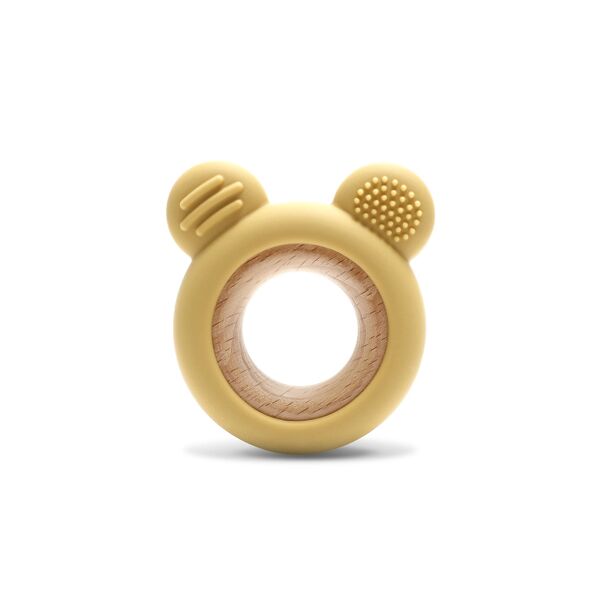 Lorelli BEAR Silicone and Beech Teether - Natural Yellow