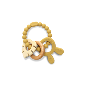 Lorelli RABBIT Silicone and Beech Teether - Natural Yellow