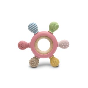 Lorelli RUDDER Silicone and Beech Teether - Natural Deep Pink