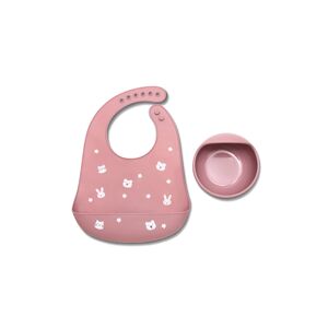 Lorelli Set of 2 Silicone Feeding Set - Natural Deep Pink