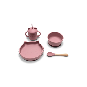 Lorelli Set of 4 Silicone Feeding Set - Natural Deep Pink