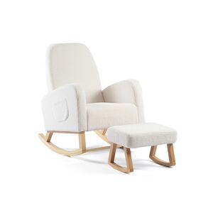 Amana Aura Nursing Chair & Stool - Snow White/Natural